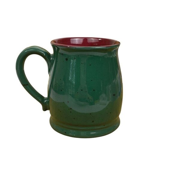 VTG Colours Alexander Julian Speckled Green Stoneware Mug Cabin Red inside - Picture 3 of 8